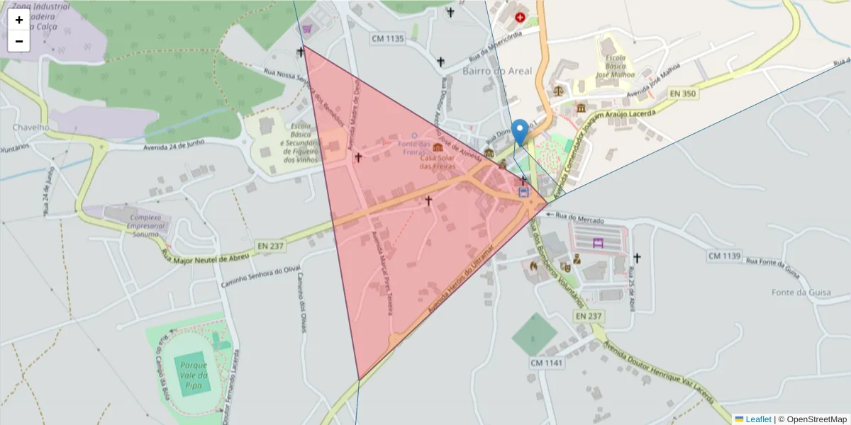 Mapa detalhado do código postal 3260-408 com limites, códigos postais vizinhos e agências dos correios