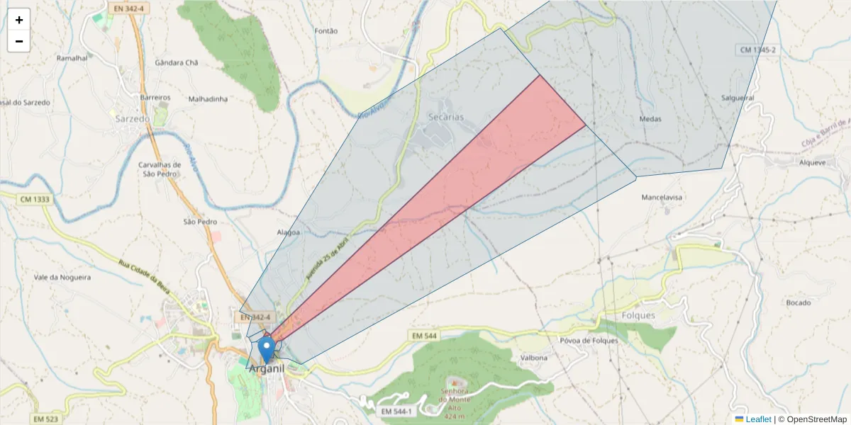 Mapa detalhado do código postal 3300-011 com limites, códigos postais vizinhos e agências dos correios