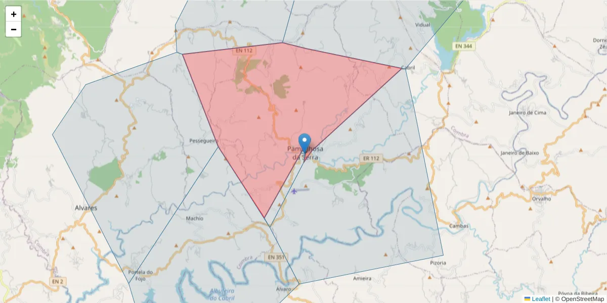 Mapa detalhado do código postal 3320-229 com limites, códigos postais vizinhos e agências dos correios
