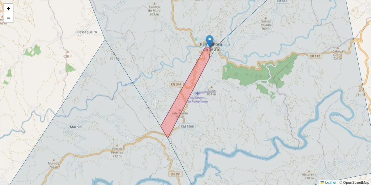 Mapa detalhado do código postal 3320-999 com limites, códigos postais vizinhos e agências dos correios