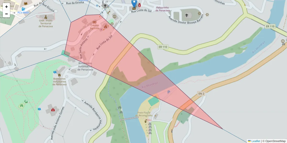 Mapa detalhado do código postal 3360-337 com limites, códigos postais vizinhos e agências dos correios