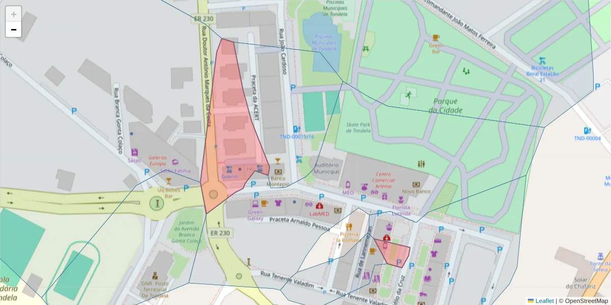 Mapa detalhado do código postal 3460-575 com limites, códigos postais vizinhos e agências dos correios