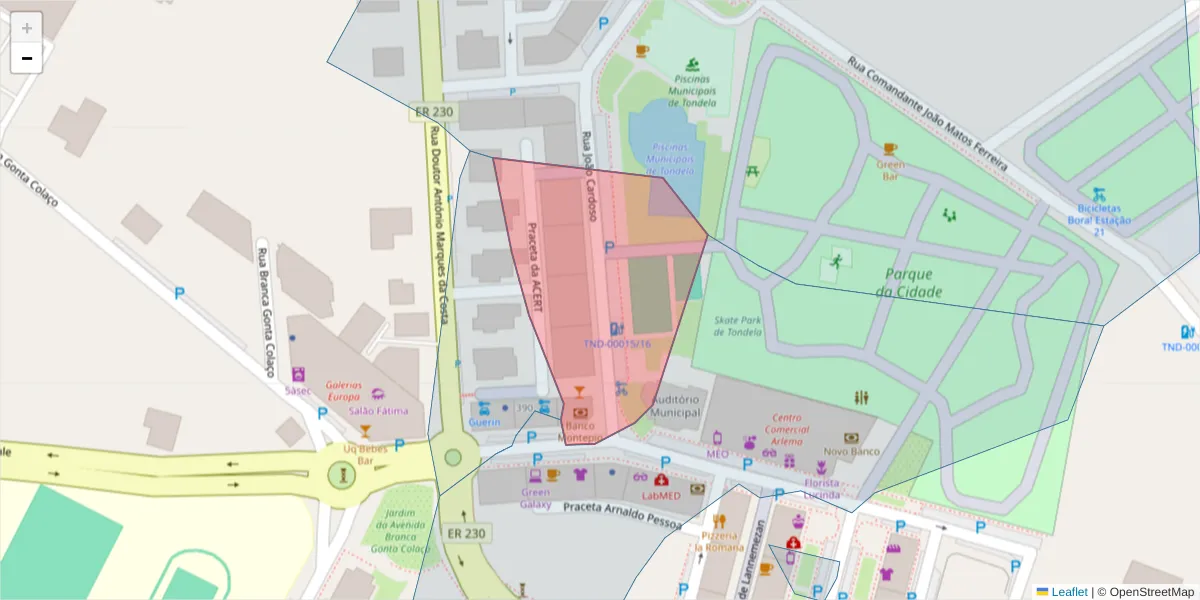 Mapa detalhado do código postal 3460-603 com limites, códigos postais vizinhos e agências dos correios