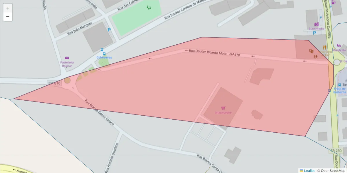 Mapa detalhado do código postal 3460-613 com limites, códigos postais vizinhos e agências dos correios