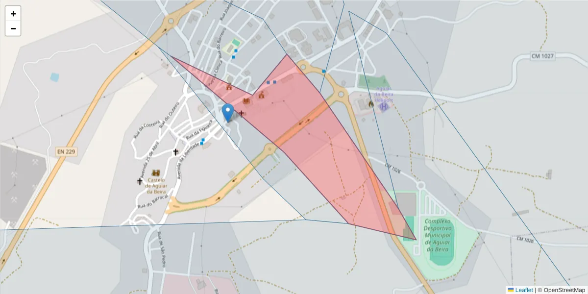 Mapa detalhado do código postal 3570-016 com limites, códigos postais vizinhos e agências dos correios