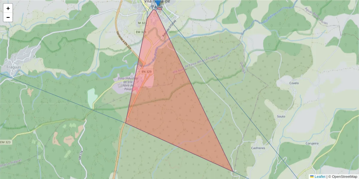 Mapa detalhado do código postal 3650-198 com limites, códigos postais vizinhos e agências dos correios