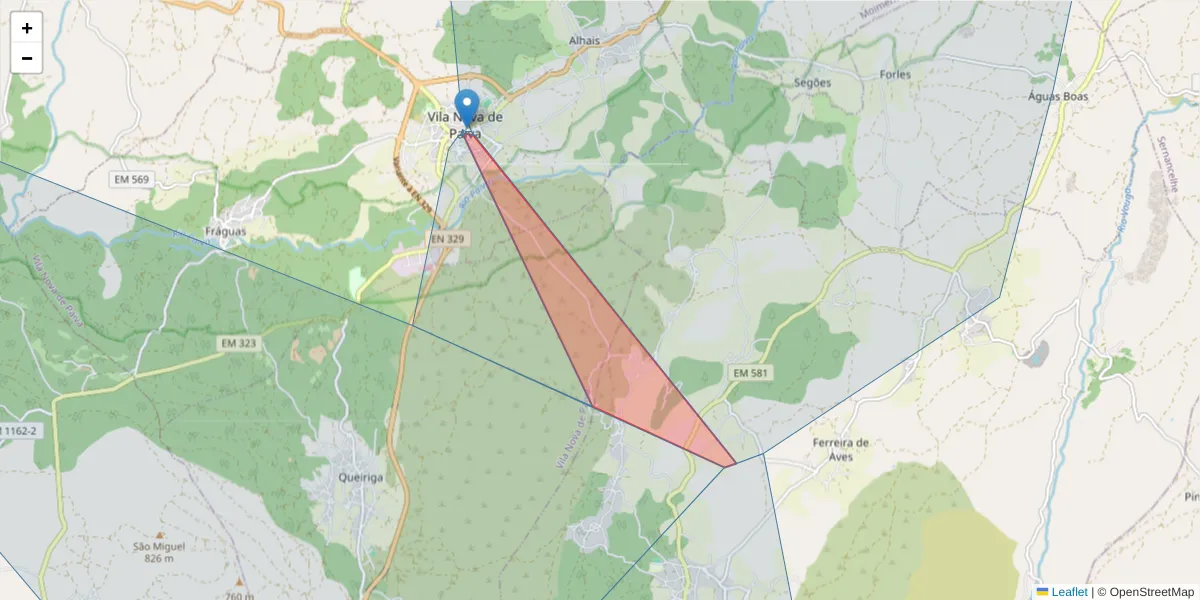 Mapa detalhado do código postal 3650-209 com limites, códigos postais vizinhos e agências dos correios