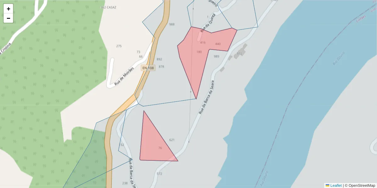 Mapa detalhado do código postal 4625-171 com limites, códigos postais vizinhos e agências dos correios