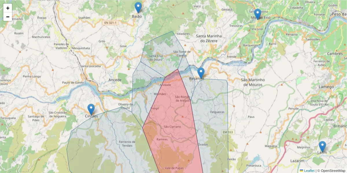 Mapa detalhado do código postal 4660-011 com limites, códigos postais vizinhos e agências dos correios