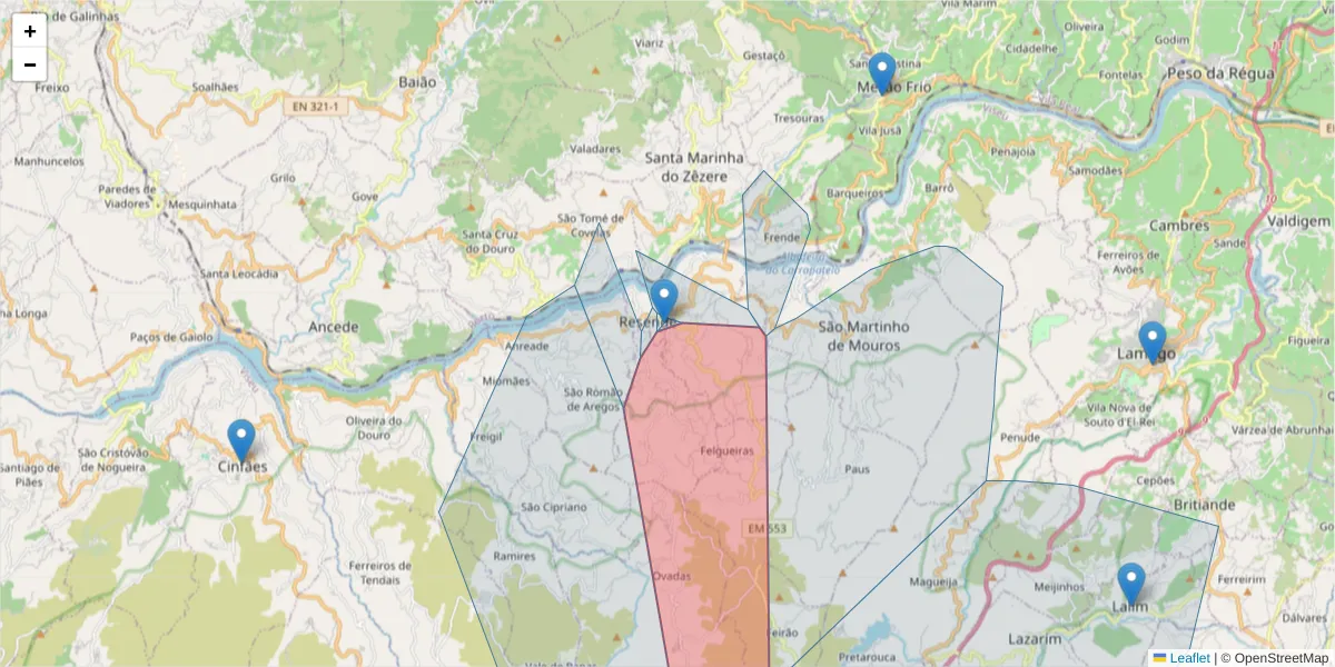 Mapa detalhado do código postal 4660-044 com limites, códigos postais vizinhos e agências dos correios