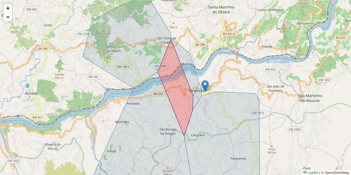 Mapa detalhado do código postal 4660-213 com limites, códigos postais vizinhos e agências dos correios