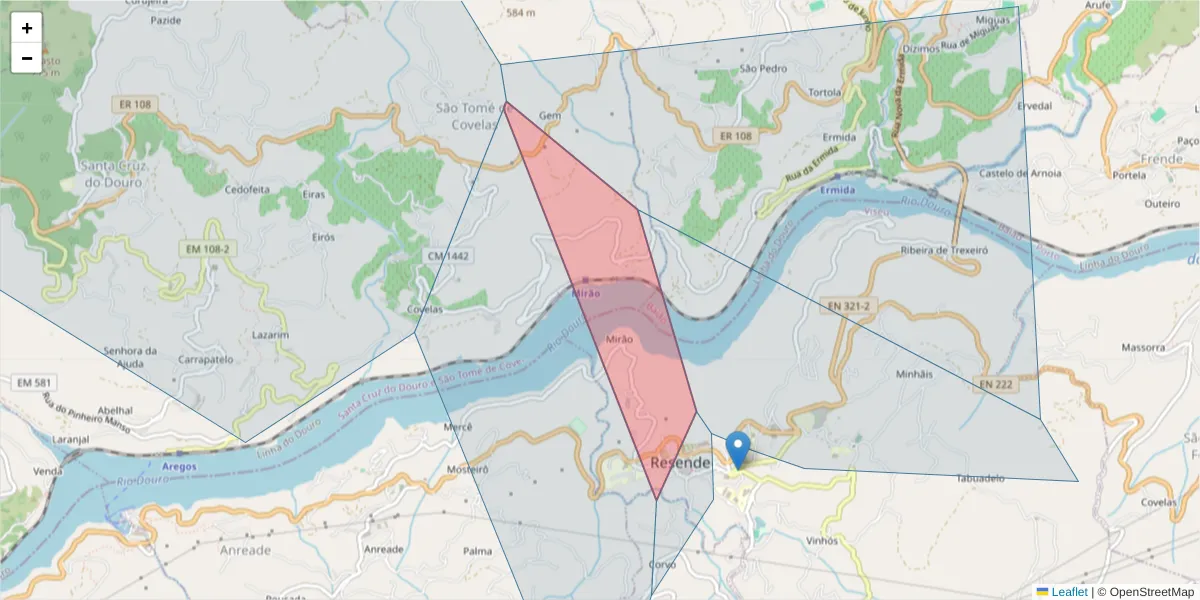 Mapa detalhado do código postal 4660-245 com limites, códigos postais vizinhos e agências dos correios