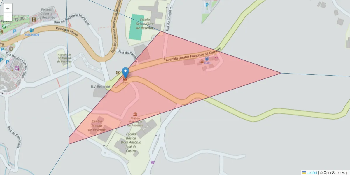 Mapa detalhado do código postal 4660-999 com limites, códigos postais vizinhos e agências dos correios