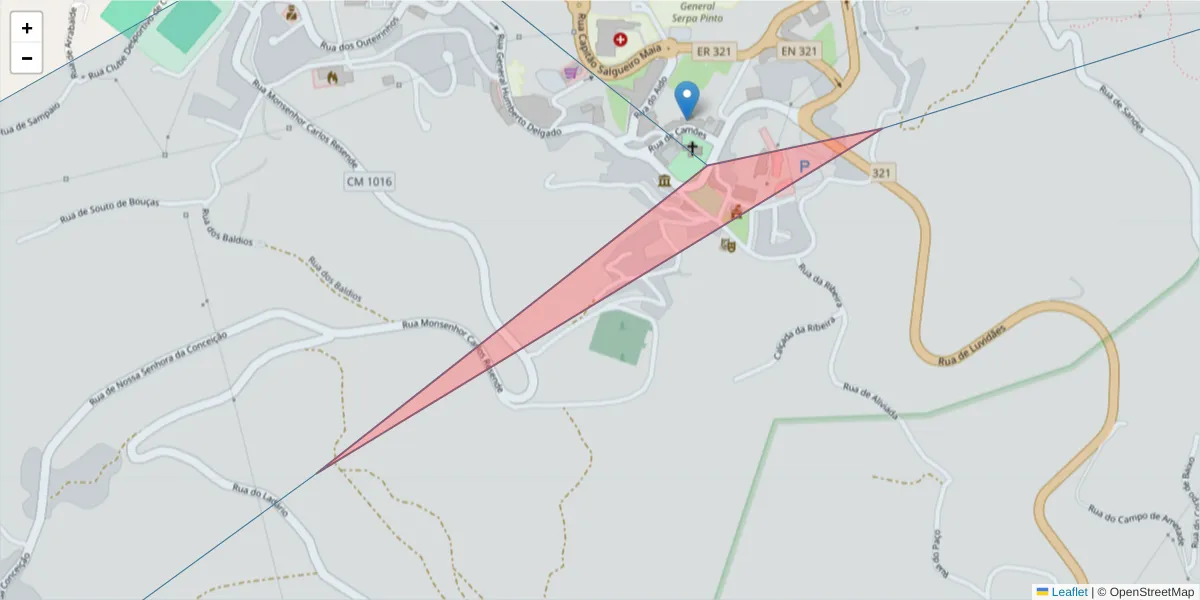 Mapa detalhado do código postal 4690-048 com limites, códigos postais vizinhos e agências dos correios