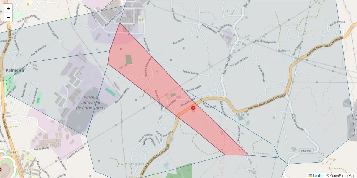 Mapa detalhado do código postal 4710-820 Adaúfe com limites, códigos postais vizinhos e agências dos correios