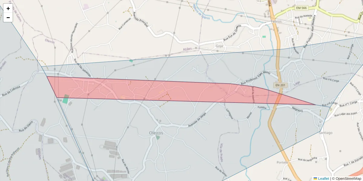 Mapa detalhado do código postal 4730-245 com limites, códigos postais vizinhos e agências dos correios