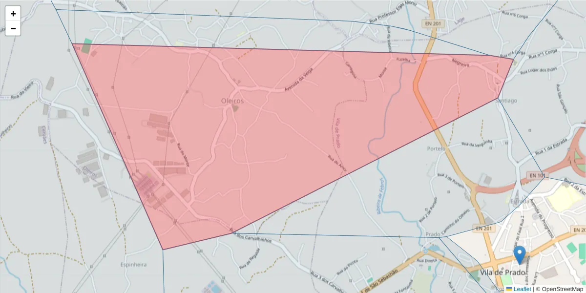 Mapa detalhado do código postal 4730-461 com limites, códigos postais vizinhos e agências dos correios