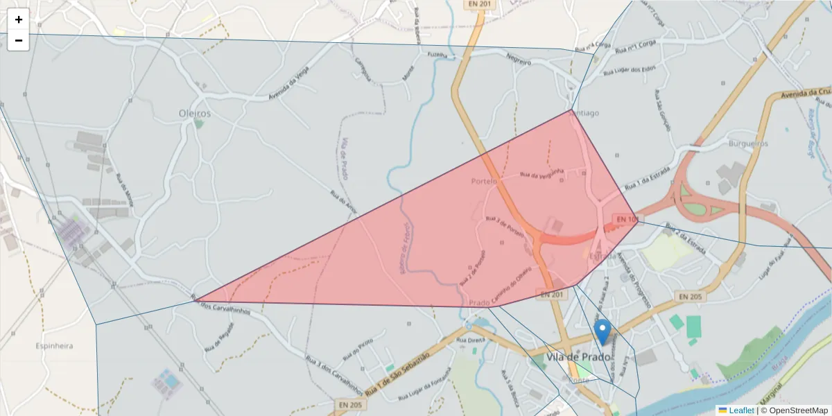 Mapa detalhado do código postal 4730-466 com limites, códigos postais vizinhos e agências dos correios