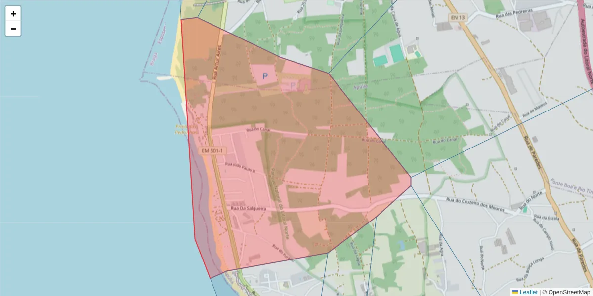 Mapa detalhado do código postal 4740-031 com limites, códigos postais vizinhos e agências dos correios