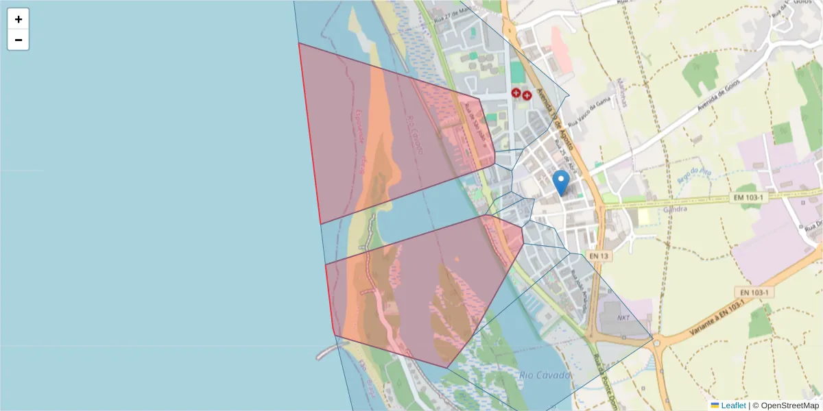 Mapa detalhado do código postal 4740-204 com limites, códigos postais vizinhos e agências dos correios