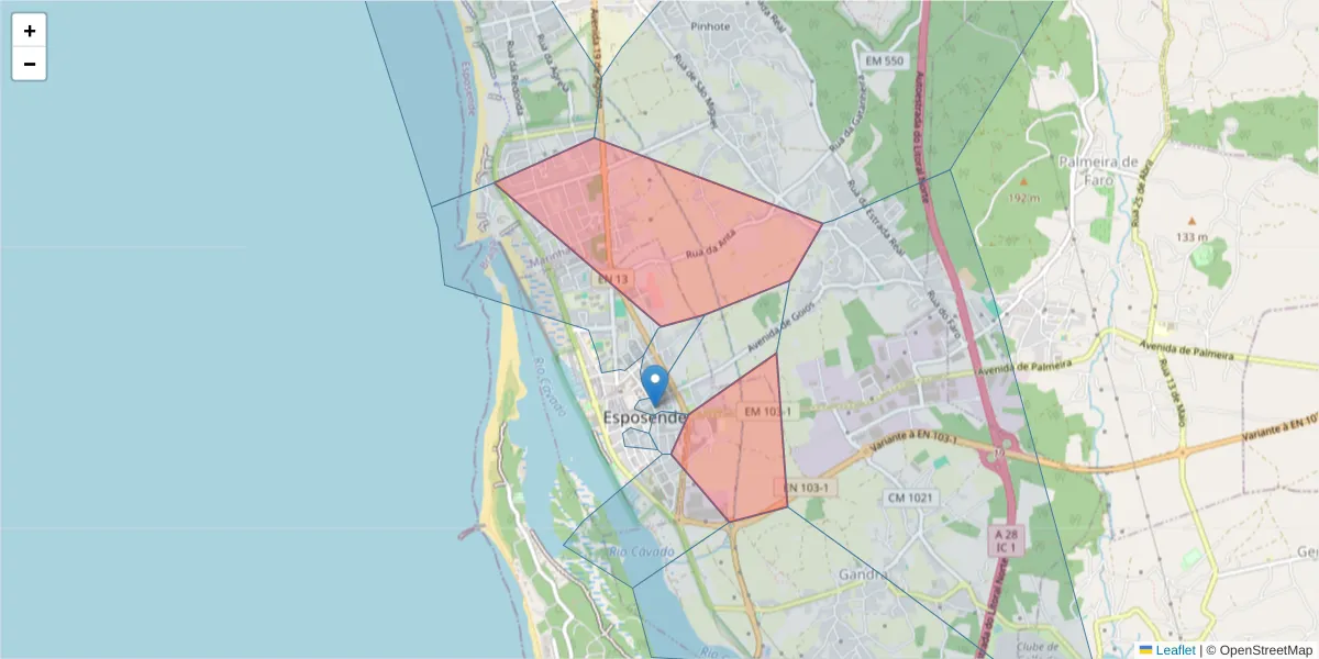 Mapa detalhado do código postal 4740-209 com limites, códigos postais vizinhos e agências dos correios