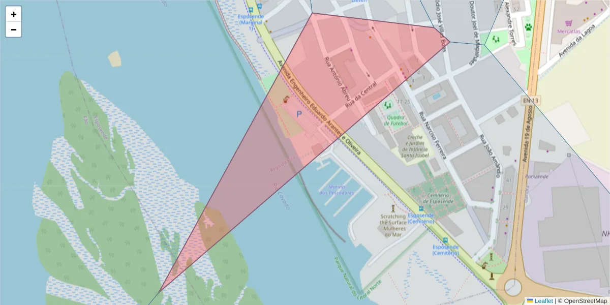 Mapa detalhado do código postal 4740-228 com limites, códigos postais vizinhos e agências dos correios