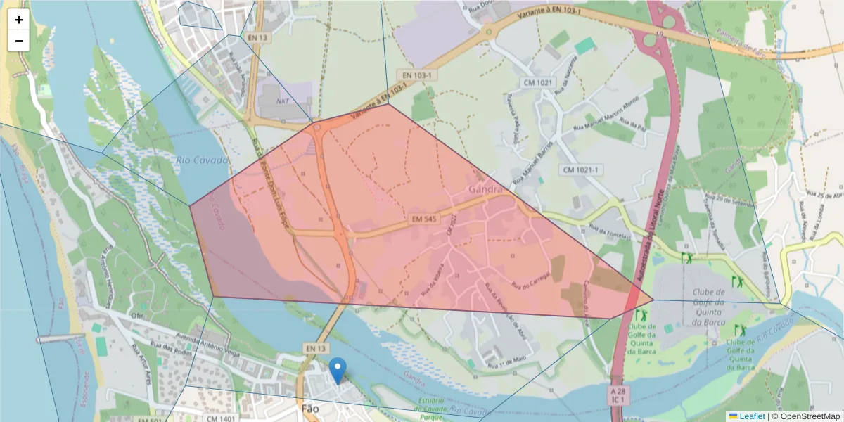 Mapa detalhado do código postal 4740-471 com limites, códigos postais vizinhos e agências dos correios