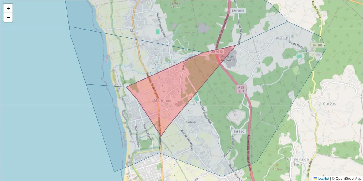 Mapa detalhado do código postal 4740-571 com limites, códigos postais vizinhos e agências dos correios