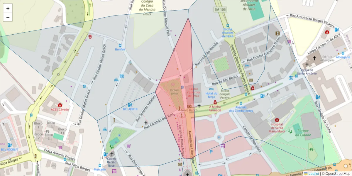 Mapa detalhado do código postal 4750-013 com limites, códigos postais vizinhos e agências dos correios