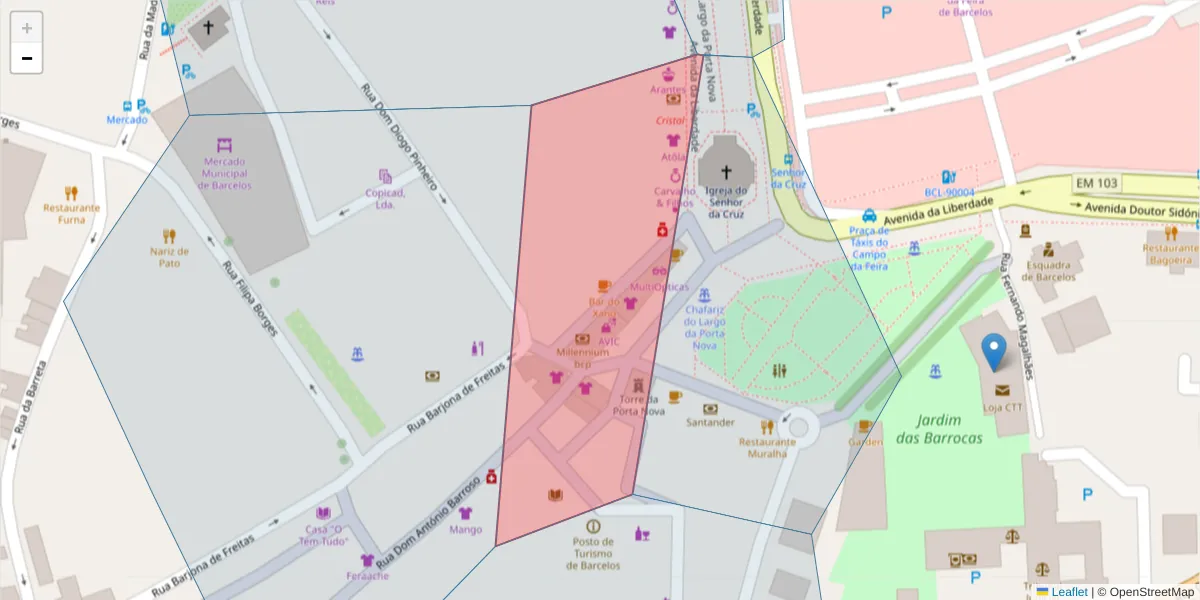 Mapa detalhado do código postal 4750-257 com limites, códigos postais vizinhos e agências dos correios