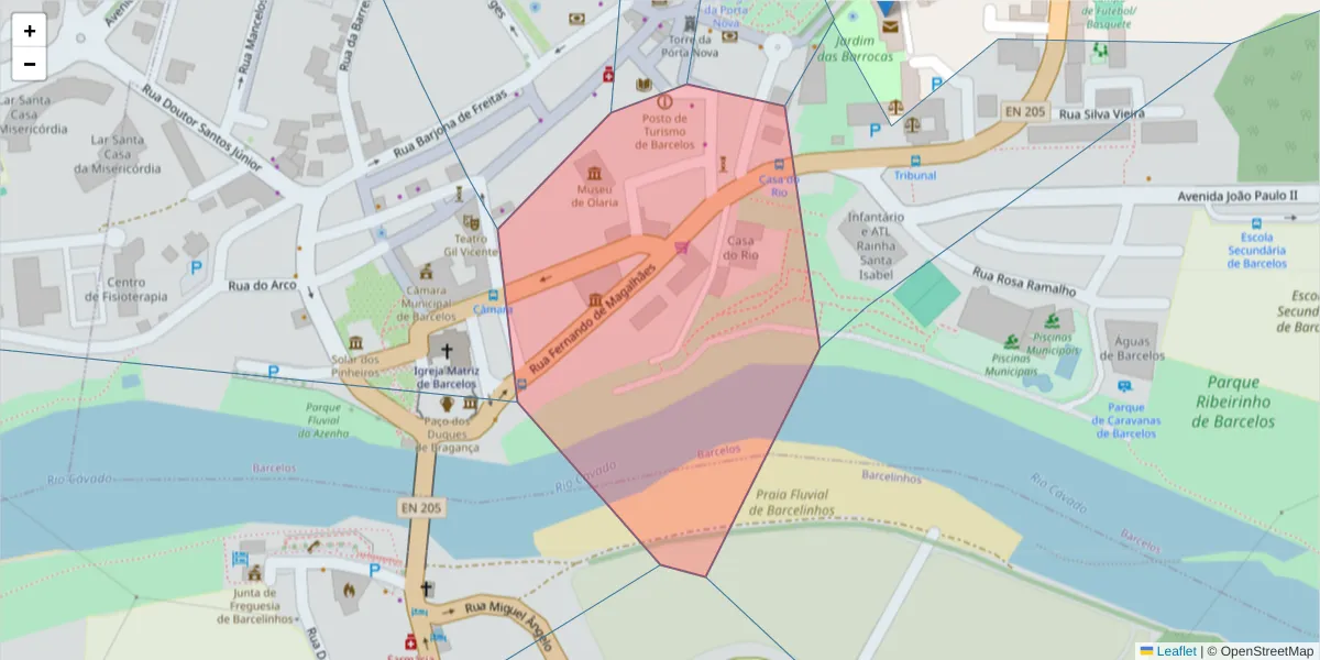 Mapa detalhado do código postal 4750-264 com limites, códigos postais vizinhos e agências dos correios