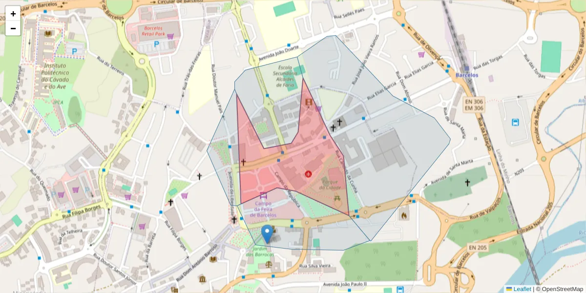 Mapa detalhado do código postal 4750-279 com limites, códigos postais vizinhos e agências dos correios