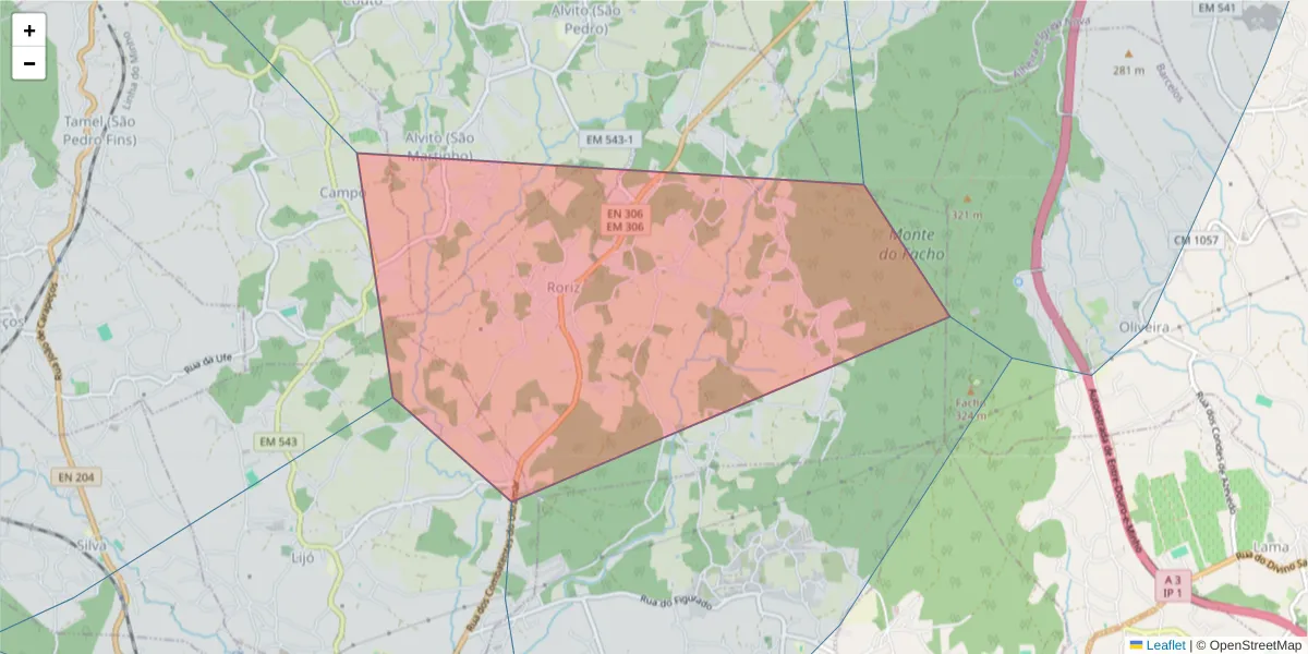 Mapa detalhado do código postal 4750-654 com limites, códigos postais vizinhos e agências dos correios