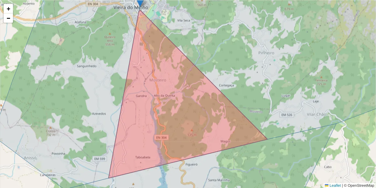 Mapa detalhado do código postal 4850-019 com limites, códigos postais vizinhos e agências dos correios