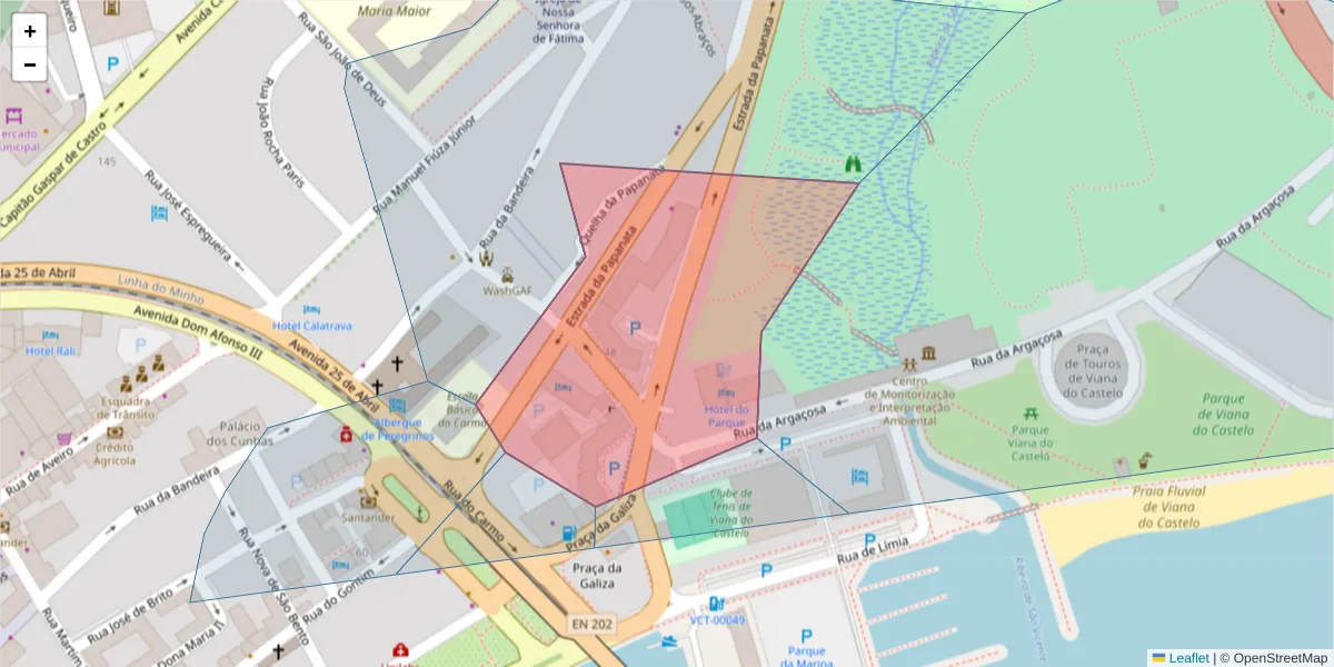 Mapa detalhado do código postal 4900-479 com limites, códigos postais vizinhos e agências dos correios