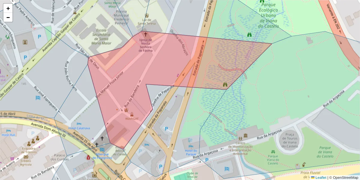 Mapa detalhado do código postal 4900-560 com limites, códigos postais vizinhos e agências dos correios