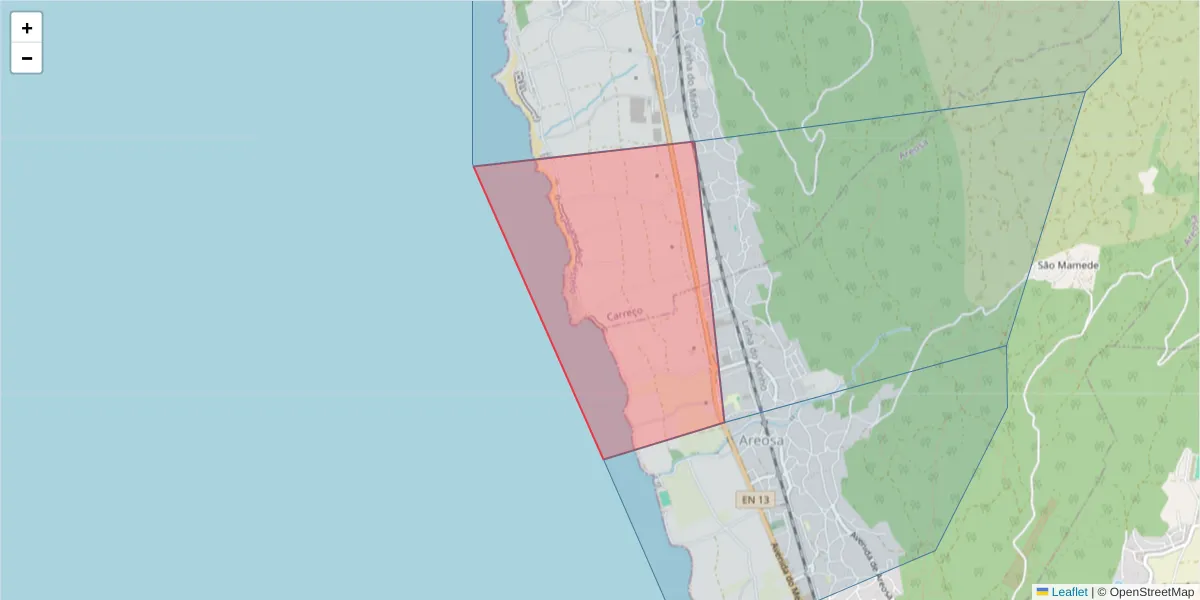 Mapa detalhado do código postal 4900-580 com limites, códigos postais vizinhos e agências dos correios