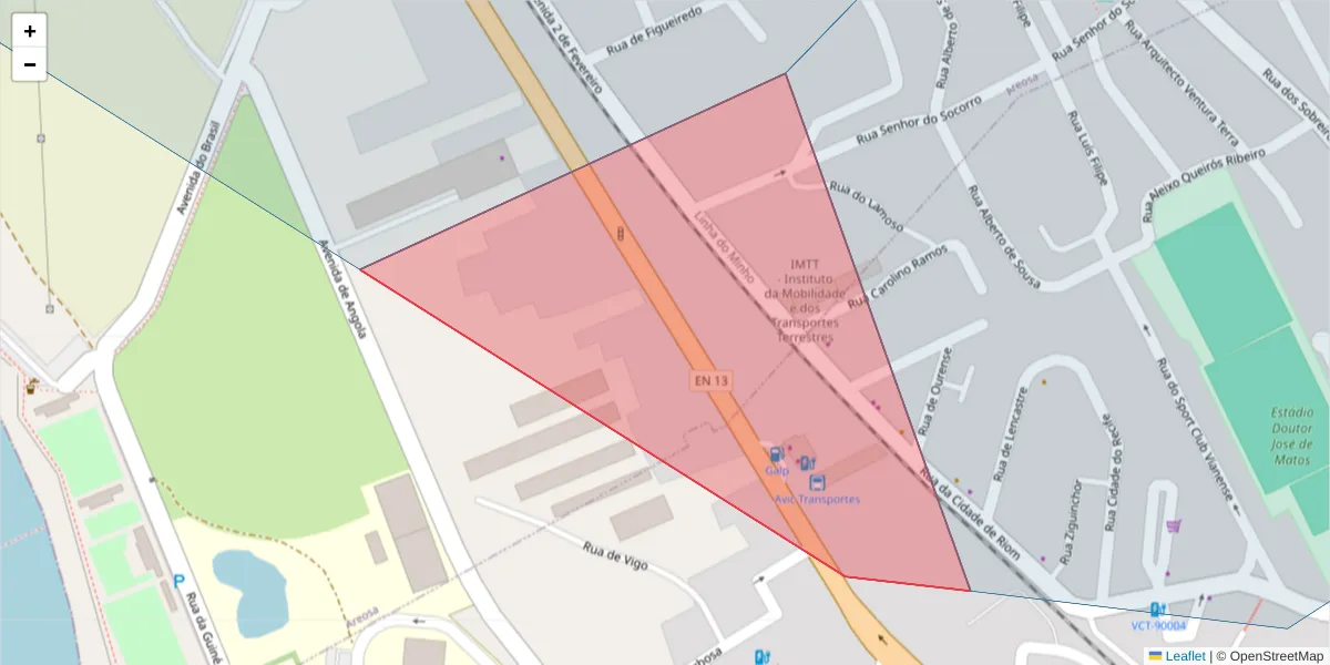 Mapa detalhado do código postal 4904-860 com limites, códigos postais vizinhos e agências dos correios
