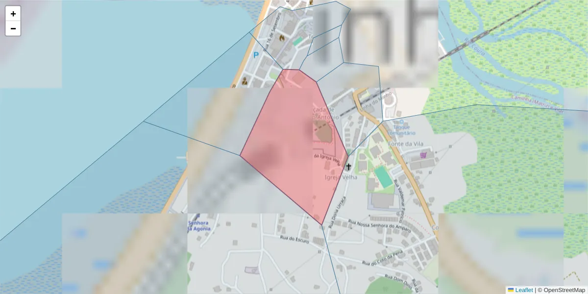 Mapa detalhado do código postal 4910-129 com limites, códigos postais vizinhos e agências dos correios
