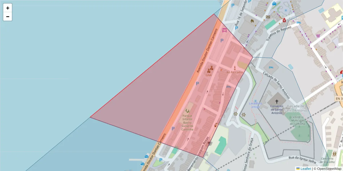 Mapa detalhado do código postal 4910-136 com limites, códigos postais vizinhos e agências dos correios