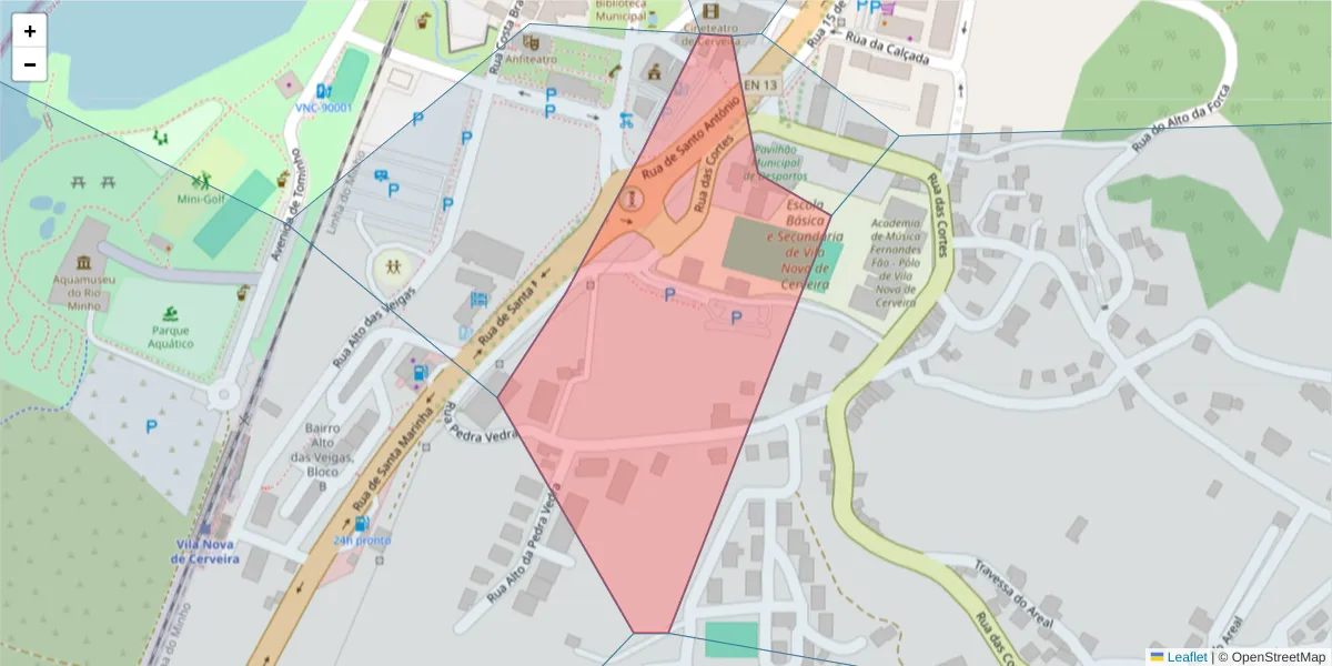 Mapa detalhado do código postal 4920-267 com limites, códigos postais vizinhos e agências dos correios