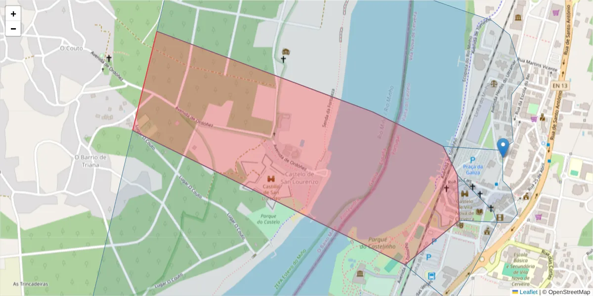 Mapa detalhado do código postal 4920-269 com limites, códigos postais vizinhos e agências dos correios