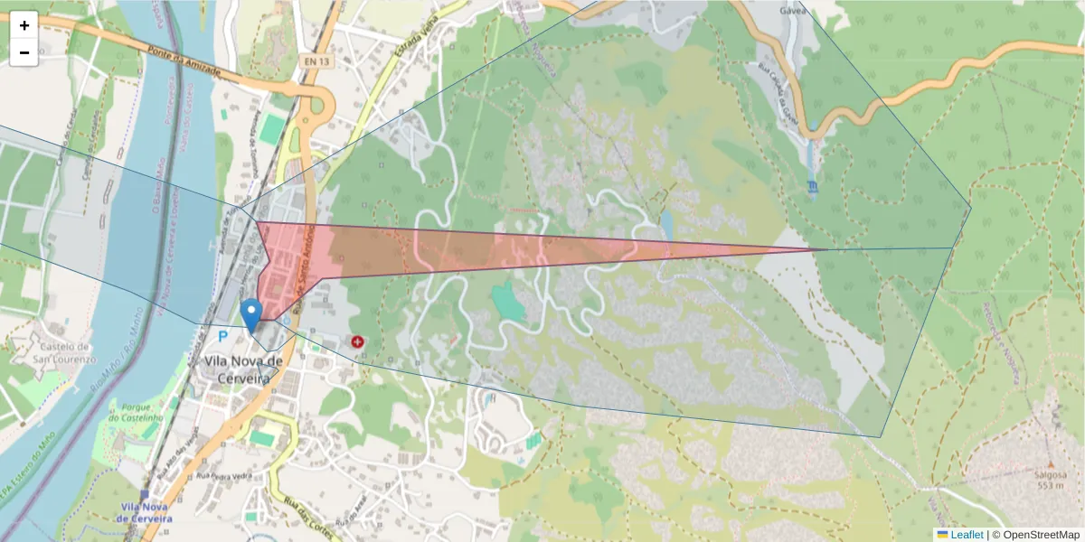 Mapa detalhado do código postal 4920-273 com limites, códigos postais vizinhos e agências dos correios