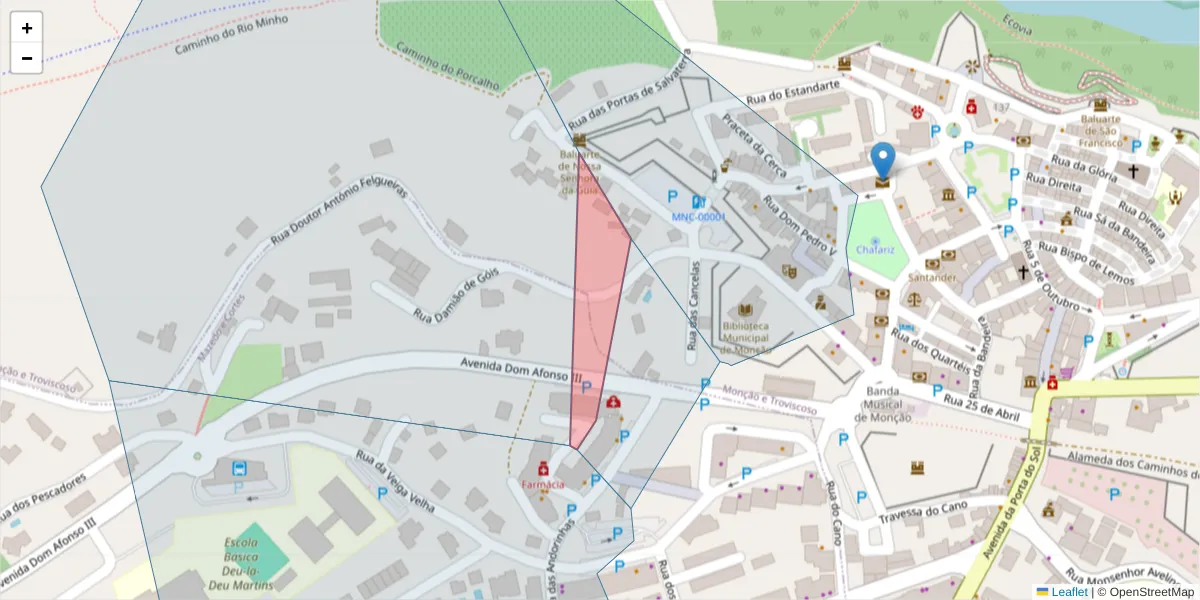 Mapa detalhado do código postal 4950-854 MONÇÃO com limites, códigos postais vizinhos e agências dos correios