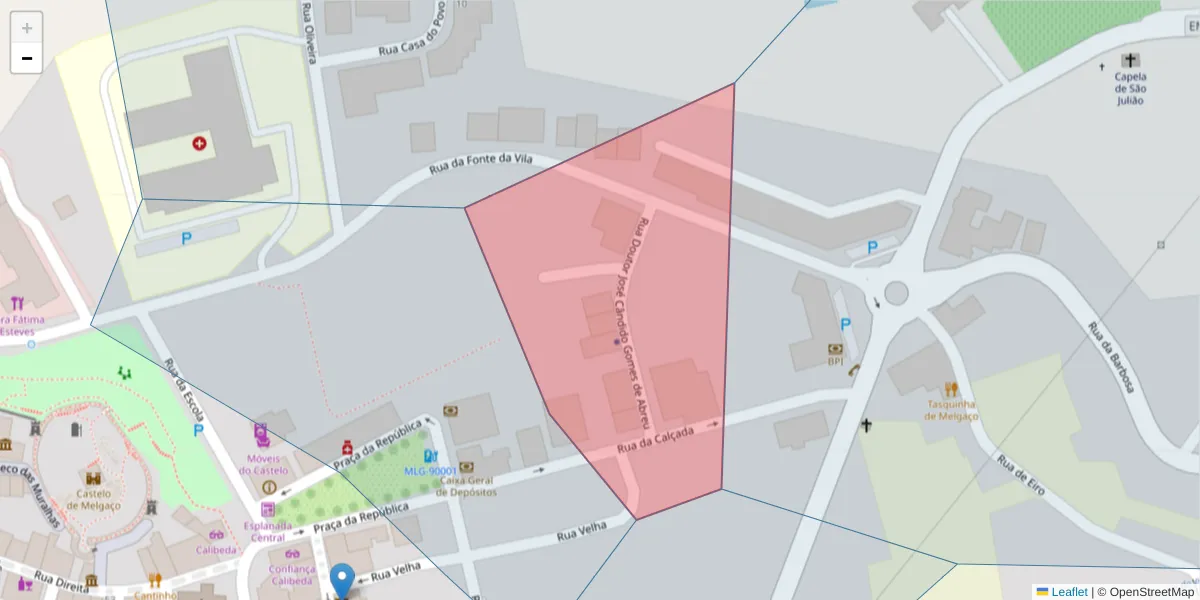 Mapa detalhado do código postal 4960-554 com limites, códigos postais vizinhos e agências dos correios