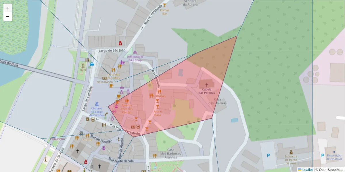 Mapa detalhado do código postal 4990-083 com limites, códigos postais vizinhos e agências dos correios