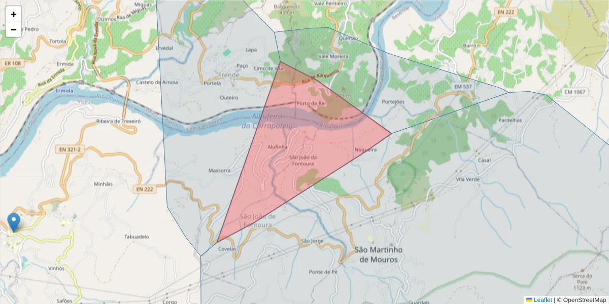 Mapa detalhado do código postal 5040-117 com limites, códigos postais vizinhos e agências dos correios