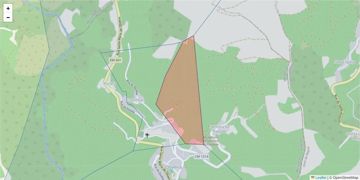 Mapa detalhado do código postal 5040-217 com limites, códigos postais vizinhos e agências dos correios