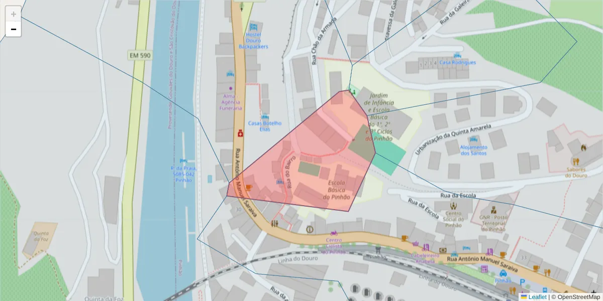 Mapa detalhado do código postal 5085-043 com limites, códigos postais vizinhos e agências dos correios