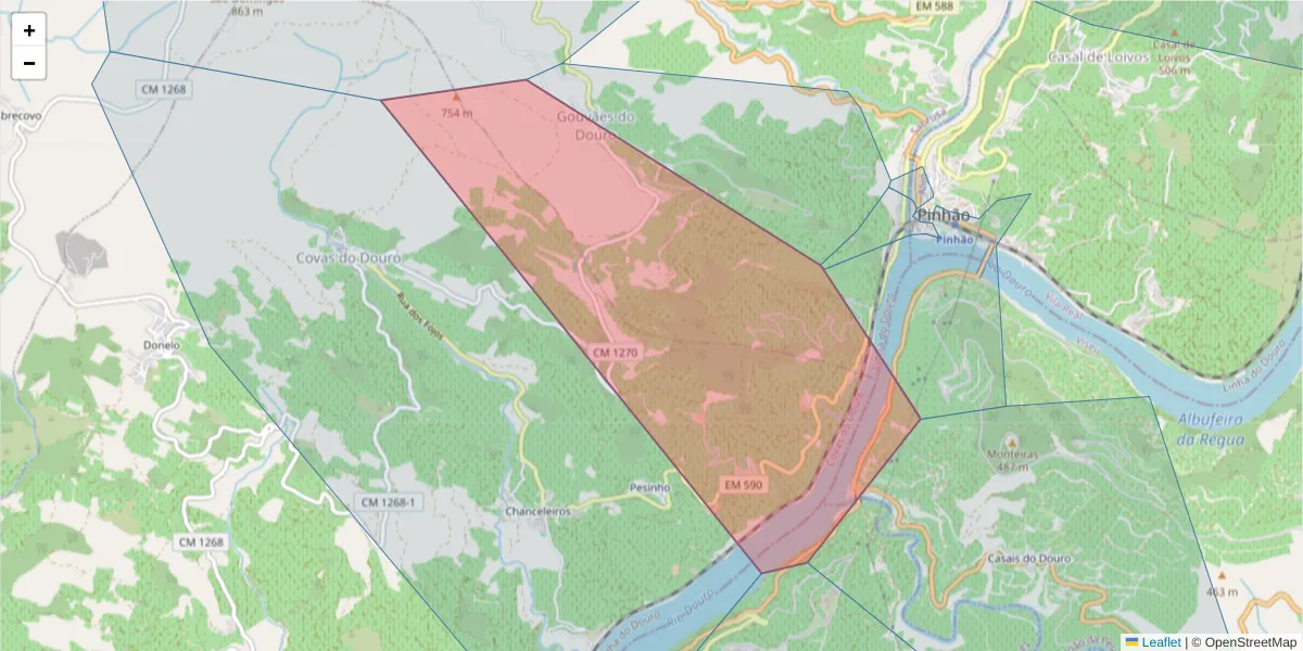 Mapa detalhado do código postal 5085-242 com limites, códigos postais vizinhos e agências dos correios